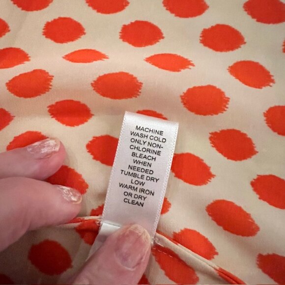 Banana Republic Polka Dot Button-Down Orange Blouse – Size Medium - Picture 6 of 8